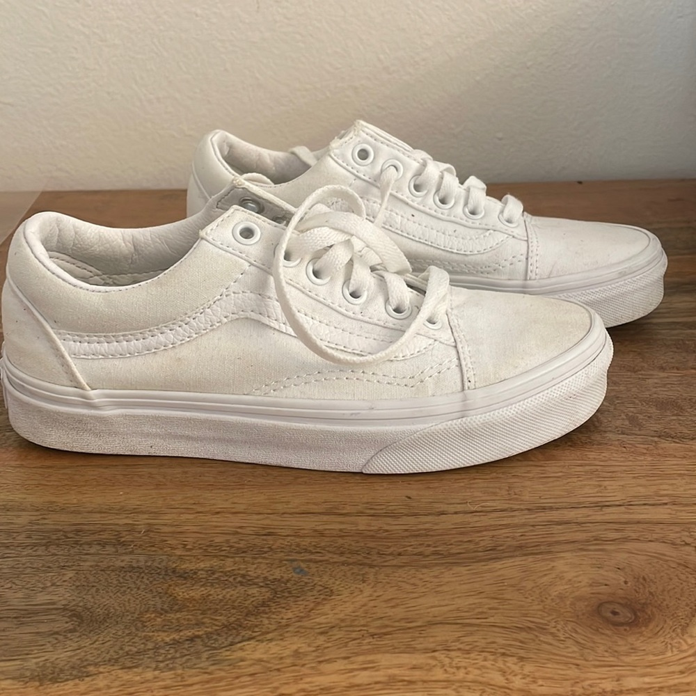 Classic White on White Vans Sneakers